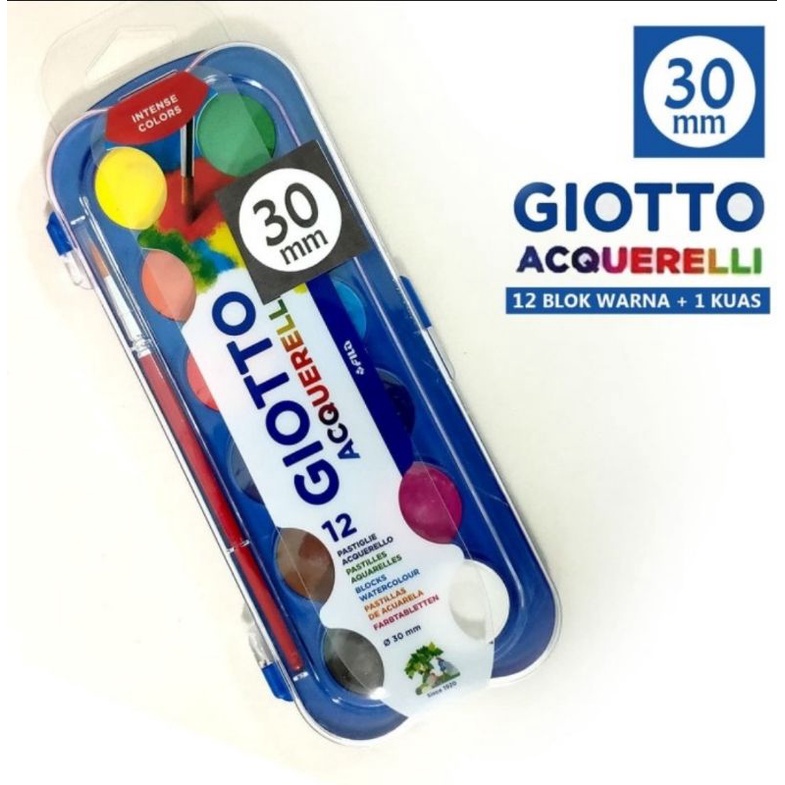 

Cat Air Anak Giotto Acquerelli 12 Warna 30 mm Water Color Cake Non Toxic Watercolor Jumbo