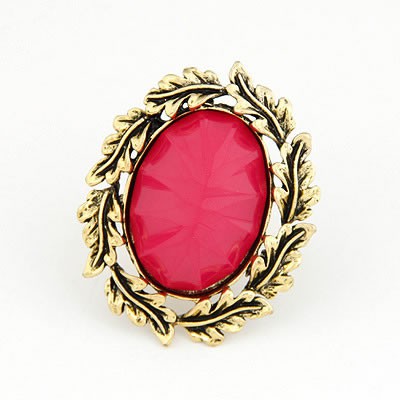 LRC Cincin Korean persoanlity vintage fashion leaf charm opening design rings