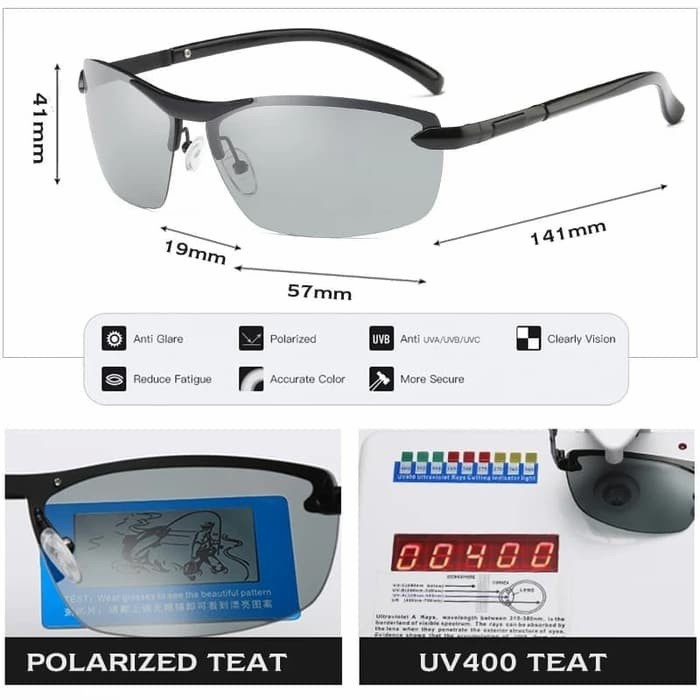 Kacamata Anti Silau Siang Dan Malam Photochromic Polarized Sunglasses import