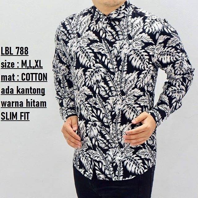 LBL 788 HEM KEMEJA BATIK PRIA SLIM FIT LENGAN PANJANG LUIGI BATANI