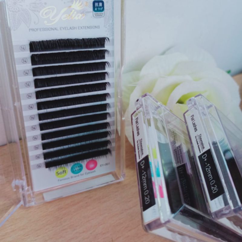 Yelix Flat Lashes D+0.20 Dimension bahan Ellipse super lembut