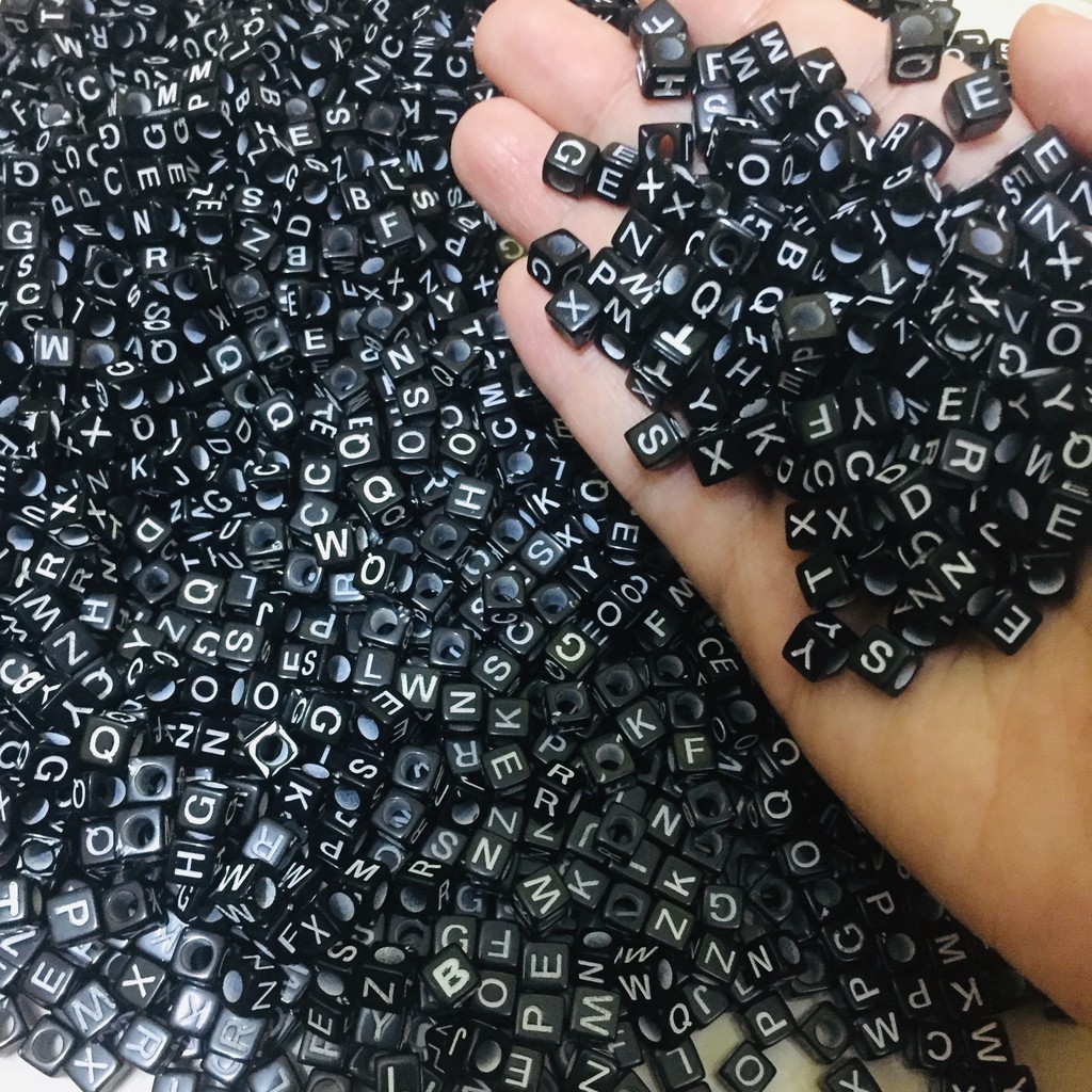 (Pilih Huruf) Manik Mote Huruf Kubus / Manik Huruf A-H / Manik Alphabet / Mote Alphabet