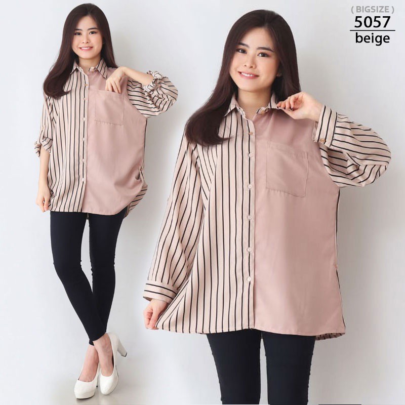 Baju Salur Wanita Kemeja Salur Cewek