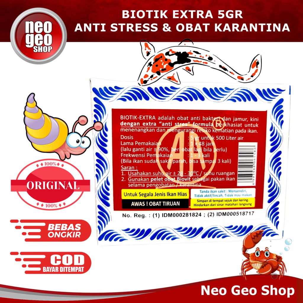 BIOTIK EXTRA Obat Ikan Hias Koi 5g 5gr 5 gr Anti Bakteri dan Jamur