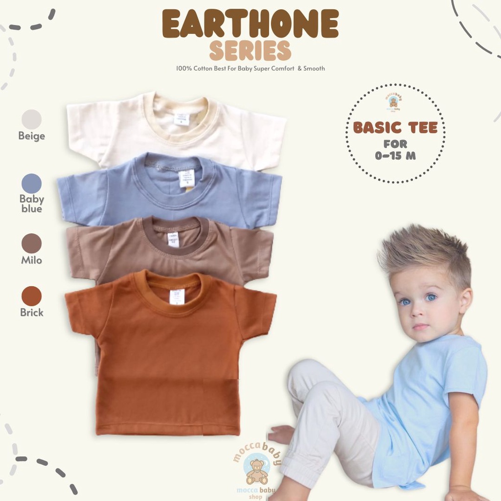 MBSS - BABY COTTON Basic Tee Earthone Series - Kaos Anak / Atasan Anak / Kaos Bayi / Atasan Bayi