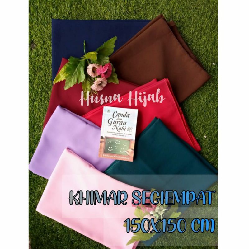 [HUSNA COLLECTION] Khimar Segi Empat Polos Wolfis 150 CM / Jilbab Segi Empat / Kerudung Polos