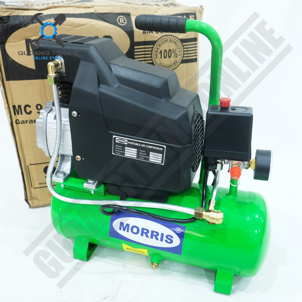 Kompresor Angin Udara Portabel 9L MORRIS MC9-0.75HP - Mini Air Compressor Portable 3/4Hp 9 Liter MC9 MORRIS