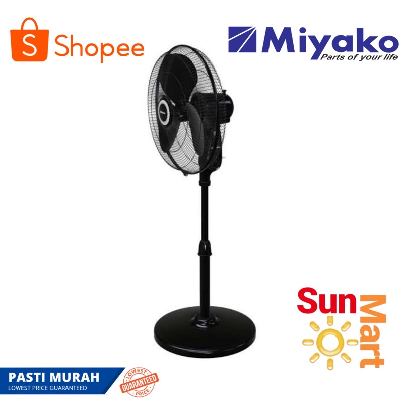 Miyako Stand Fan 16&quot; KAS 1607 Kipas Angin 16 Inch Kaki Bulat