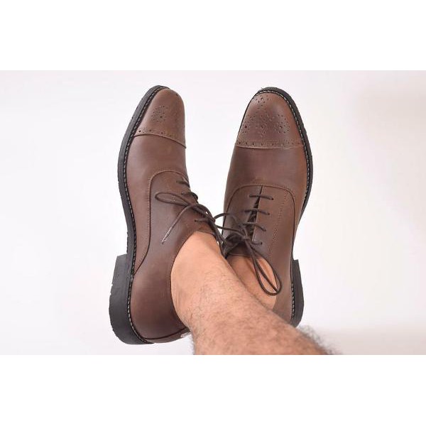 sepatu kulit azcost captoe oxford brown