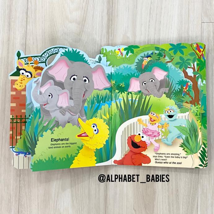Sesame Street Elmo At The Zoo Board Book - Open The Fun Flaps (Open D