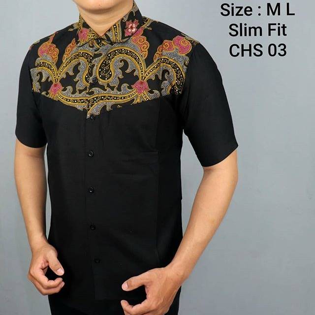 BAJU KEMEJA BATIK PRIA SLIM FIT LENGAN PENDEK CEVASH CHS 03