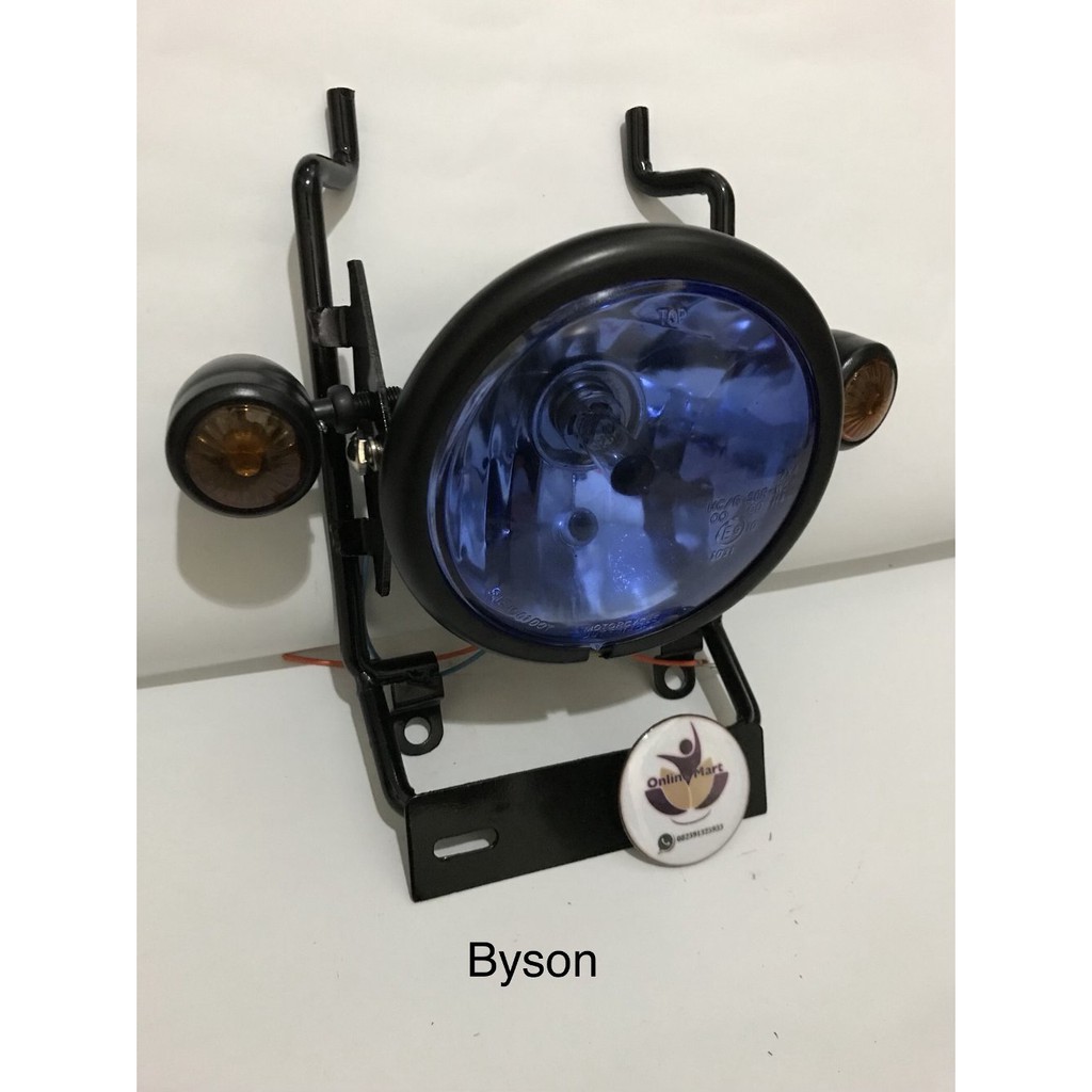 lampu cb bulat variasi byson plus breket hitam plus lampu sen