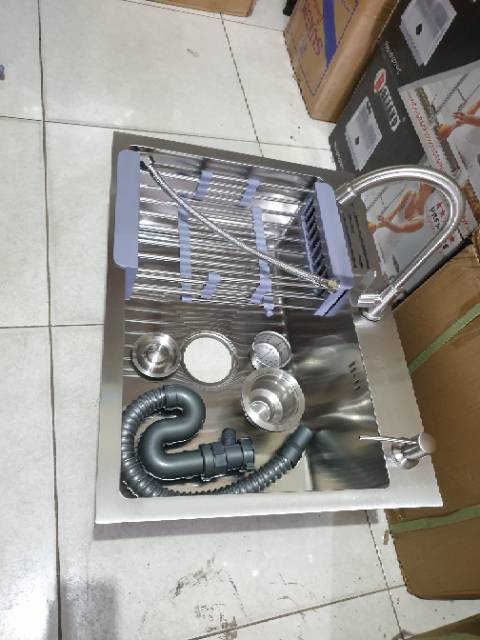 bak cuci piring thsink stainless SUS304 60X45 PAKET LENGKAP