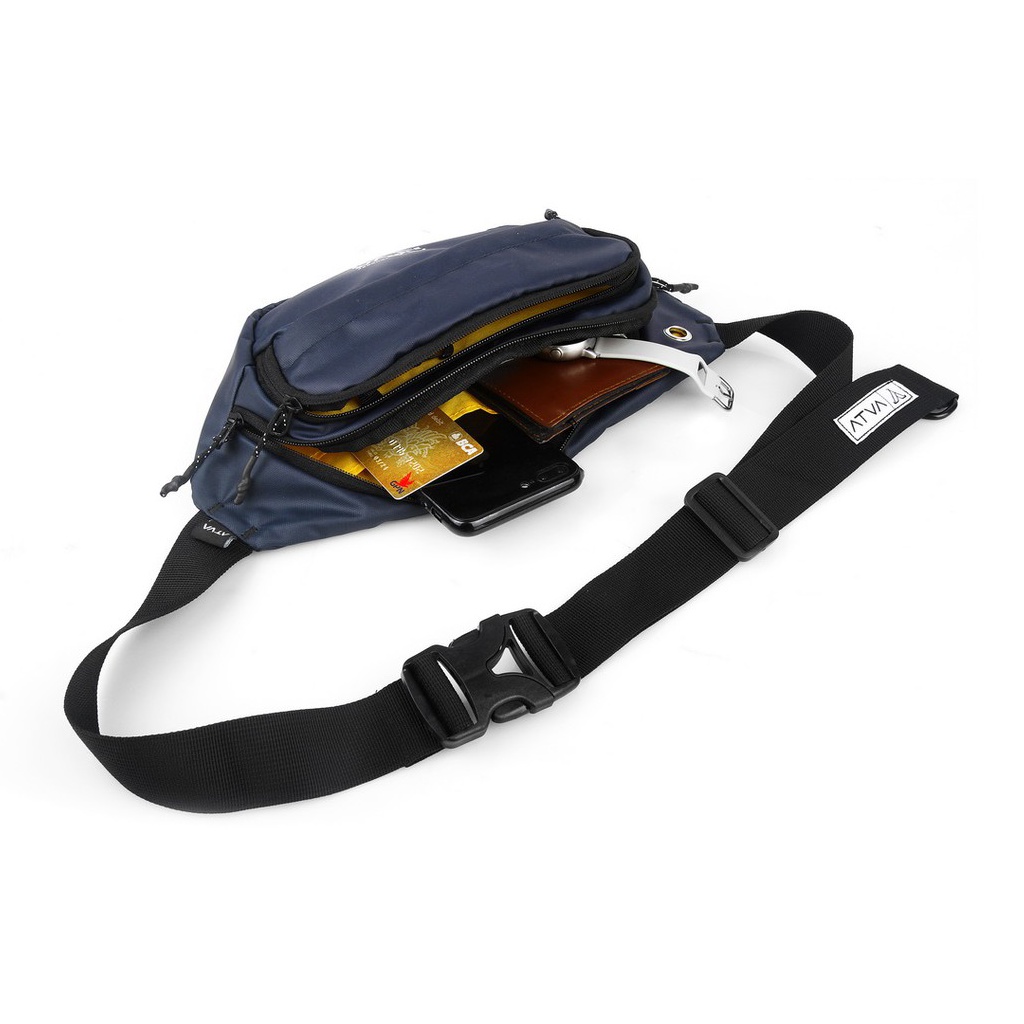 ELITE NAVY ORIGINAL x ATVA Tas Selempang Biru Dongker Casual Pria Waterproof Waistbag Jalan Santai Main Hangout Nongkrong Waist Bag Distro Remaja Dewasa Daily Simple Sling Bag Premium Mini Slingbag Tas Slempang Outdoor Kecil Pinggang Bahu Dada Kekinian