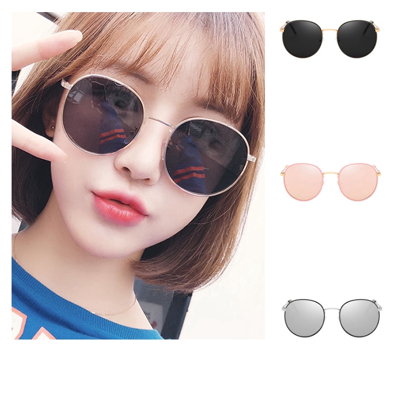 (YUZHU) Ready Stock Kacamata Sunglasses Wanita  Anti UV  Round Kacamata Hitam