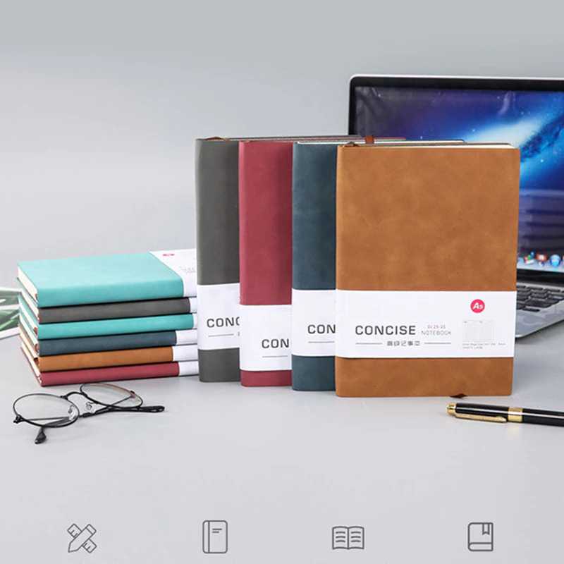 

New Buku Catatan Jurnal Kerja Kantoran Notebook Cover PU Leather A6 Anak Sekolah Kuliah Kampus Multifungsi