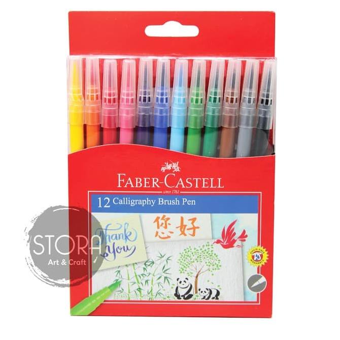 

(BISA COD) Faber-Castell Calligraphy Brush Pen Set 12 Kuas Kaligrafi Lettering NEW Kode 1261