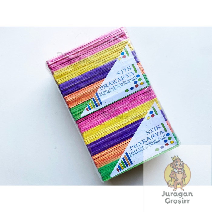 JG - Stick Ice Cream Stik Kayu Es Krim Kreasi Warna DAN POLOS ISI 50 PCS