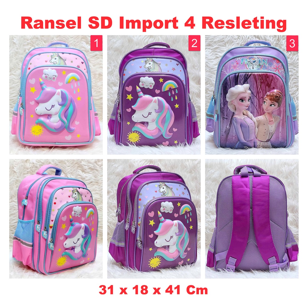 Ransel Sekolah SD Unicorn 4 Resleting Import