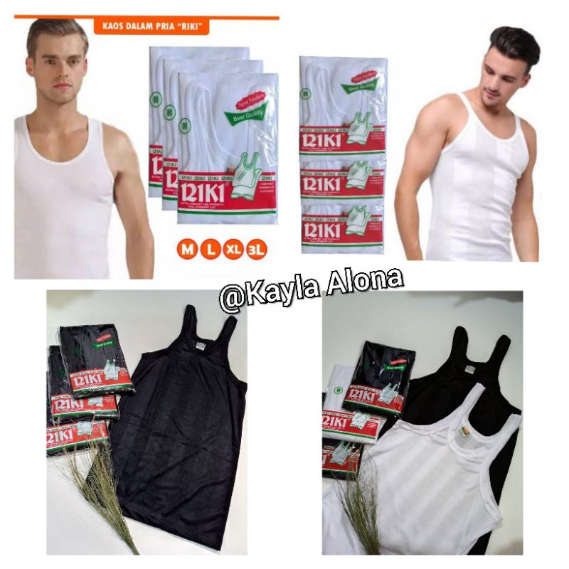 Termurah  Kaos Singlet Putih RIKI M - 3L