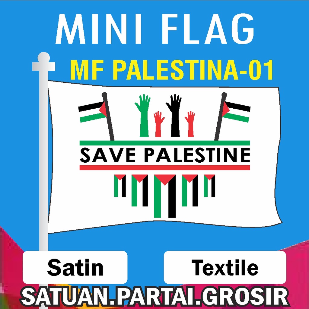Bendera PALESTINA / Bendera SAVE PALESTINA / Cetak Bendera Palestina / Mini Flag PALESTINA / Cetak