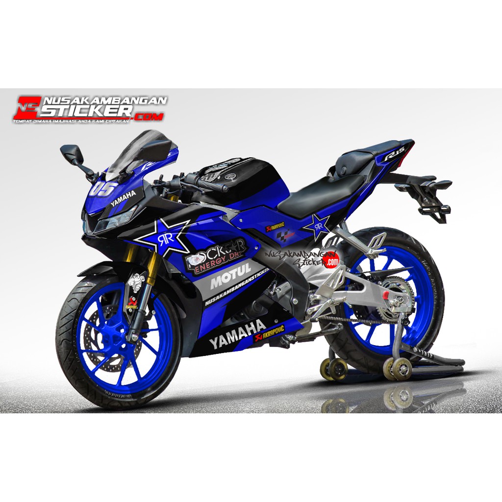 Decal Stiker R15 V3 VVA 155 -livery Rockstar Biru