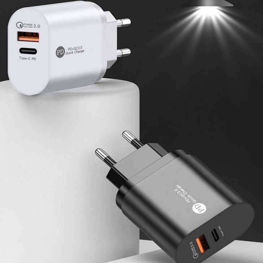 US EU PD12W Mobile Phone Fast Charging Head/ 5V2.4A PD Quick Charge Usb Charger/QC3.0 Type C Travel Wall Charger