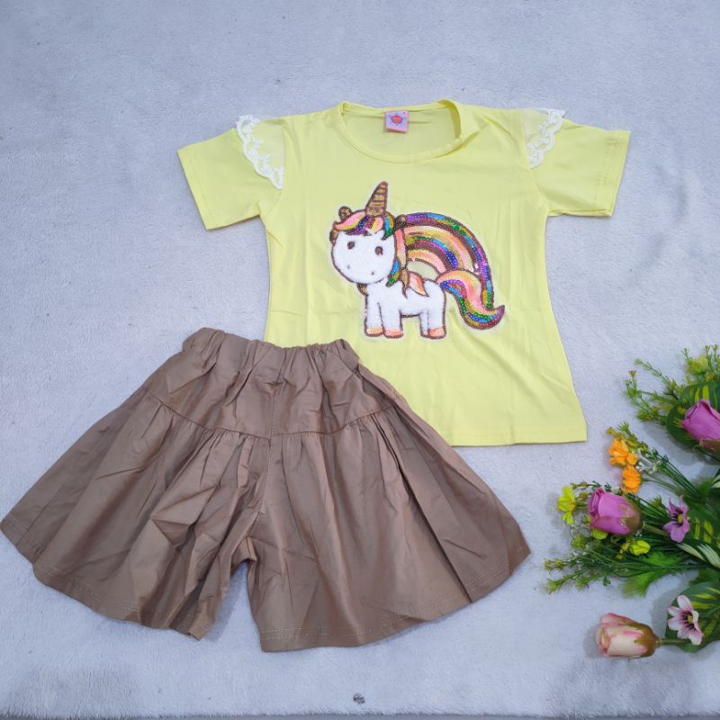 setelan anak import premium 1 2 3 4 5 tahun rainbow pelangi kudaponi ( SETELAN RAINPONY premium )