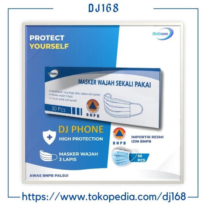 MEDIOCARE MASKER MEDIS 3 PLY DISPOSABLE MASK EARLOOP 1 BOX ISI 50 PCS - MC 005 BIRU