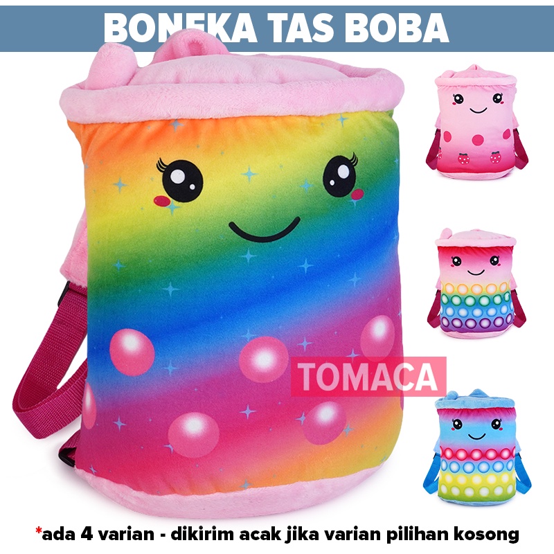 Tas Boneka Bag Backpack Punggung Ransel Anak Bentuk Boba Milk Tea Rainbow Pelangi POP IT