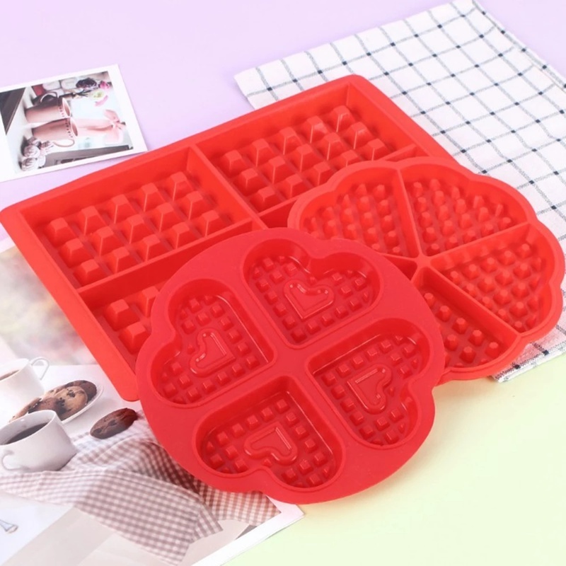 1 Pack Cetakan Waffle Muffin Bentuk Hati 5 Rongga Bahan Silikon Reusable