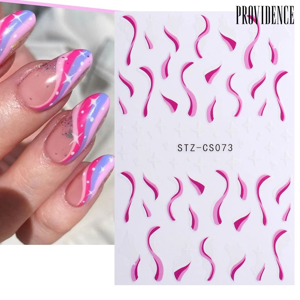 Providence 7Pcs/Set Nail Line Sticker French Style Strip Patterns Ultra Thin 3D Geometry Irregular Whirling Wave Cow Decal for Manicure