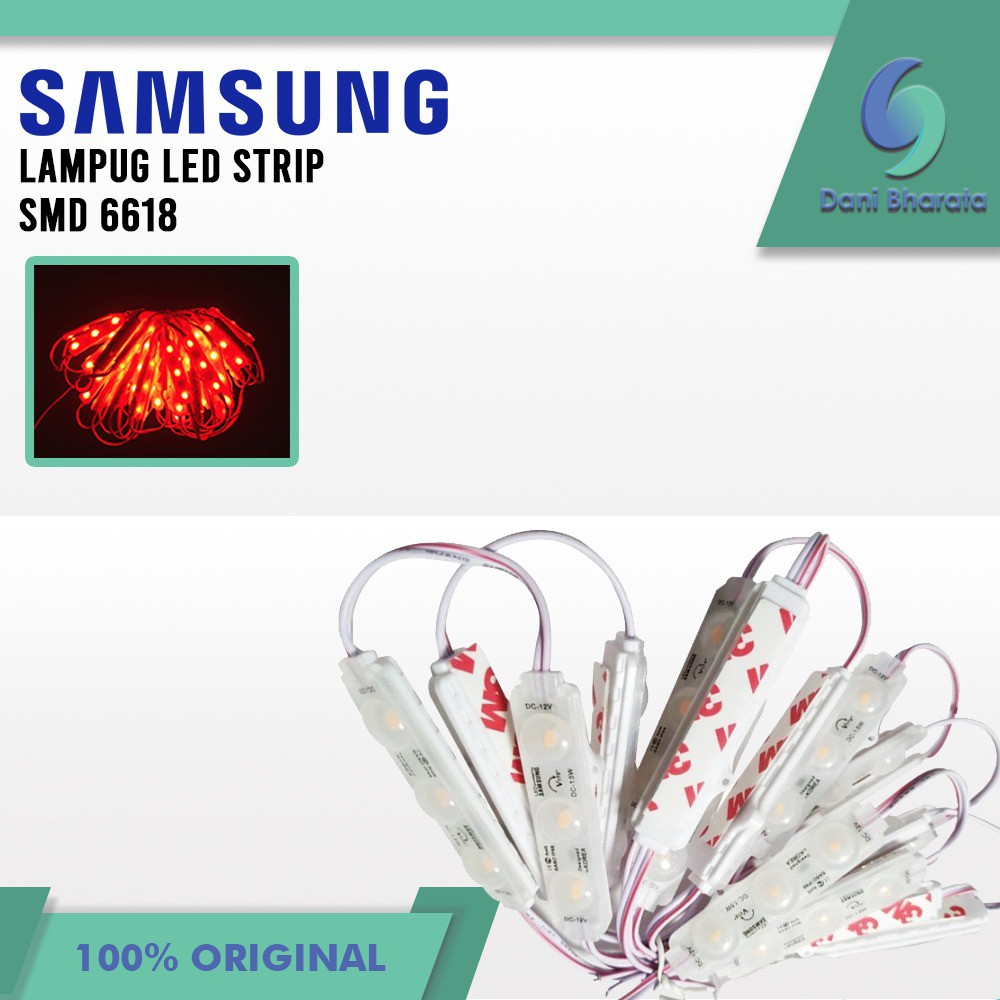 SAMSUNG Lampu LED Modul 6618 SMD 12v DC 3 Mata LED Modul Strip 3 Mata 1.5 Watt 12 Volt - PUTIH