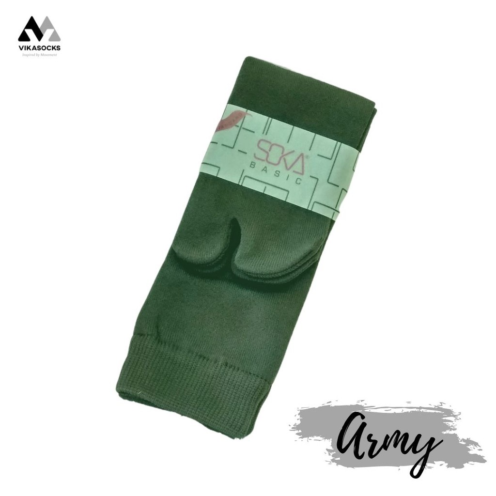 Kaos Kaki Soka Jempol Basic Wanita Hijab Muslimah Size M Pendek Warna Polos-M-Army|HijauTua