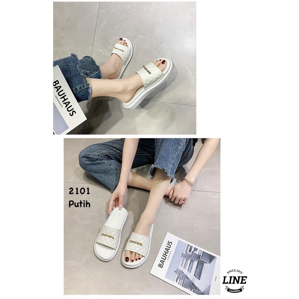 SANDAL WANITA SLIP ON FASHION KOREA SHOES 2101