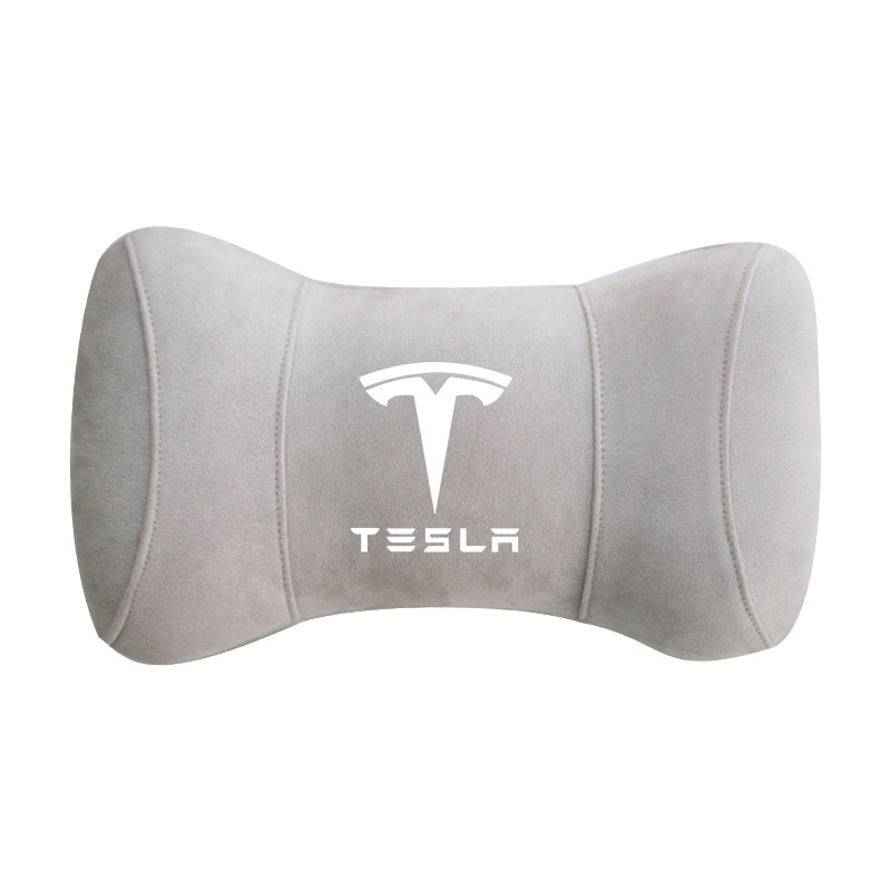 G-club Bantal Leher Bahan Kulit Rusa Memory Foam Untuk Headrest Mobil Tesla