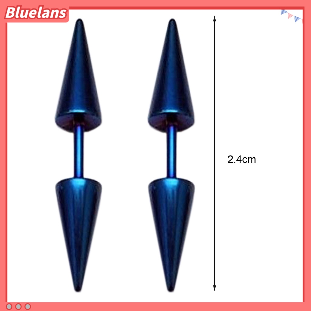 Bluelans 1 Pair Stud Earring Fine Workmanship Women Accessories Portable Unisex Double Rivet Spike Earrings