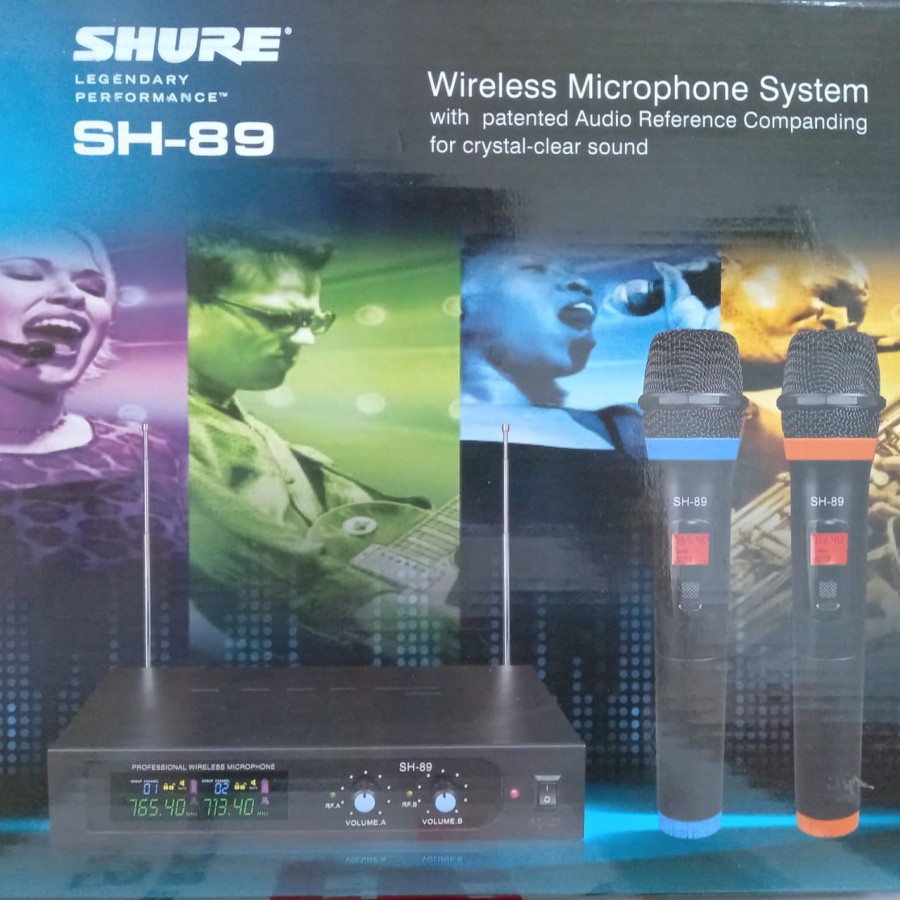 MIC WIRELESS DOUBLE SHURE SH-89 MIKROFON DOUBLE WIRELESS MIC KARAOKE