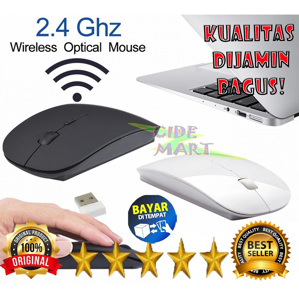 [TERMURAH] MOUSE WIRELESS 2.4GHz COMPATIBLE FOR WINDOWS AND MAC / MOUSE WIRELESS SLIM