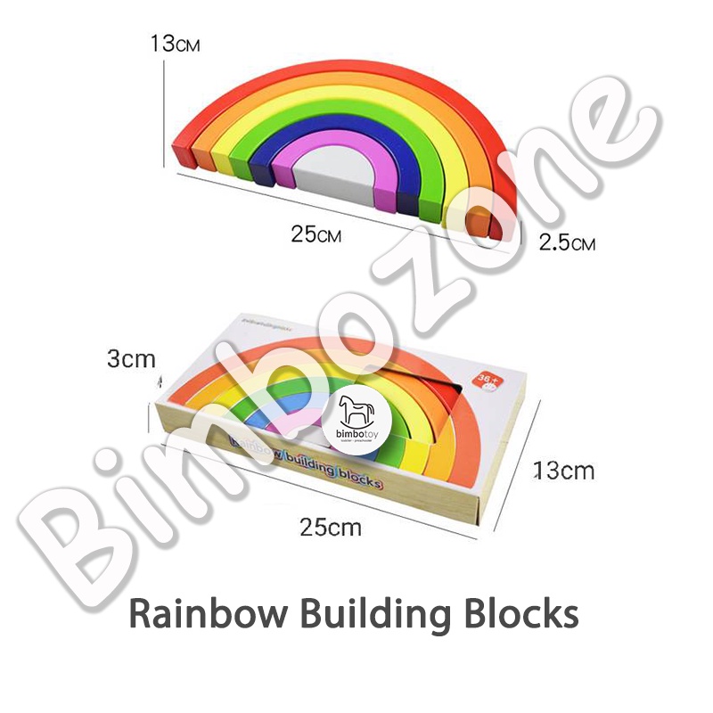 Bimbozone - Mainan Anak Wooden Toy Wooden Blocks Mainan Kayu mainan edukasi Mainan Montessori Balok Pelangi - RAINBOW BUILDING BLOCKS