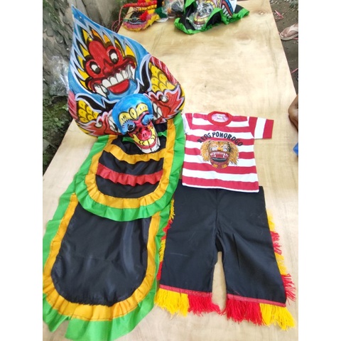 (1paket) Paket stelan baju reog + barongan besar kain warna | set kaos ponorogo + caplokan tinggal pentas