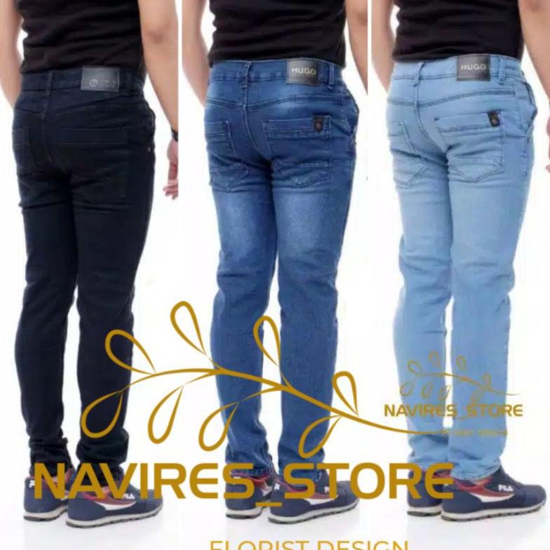 Celana jeans pria panjang slim fit skiny levis hitam pensil reguler jumbo