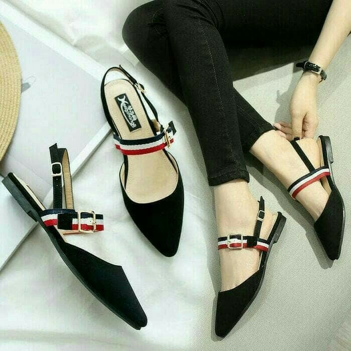 Sandal flat tali ZARA wanita 3 warna lucu santai pesta kantor modis murah sale