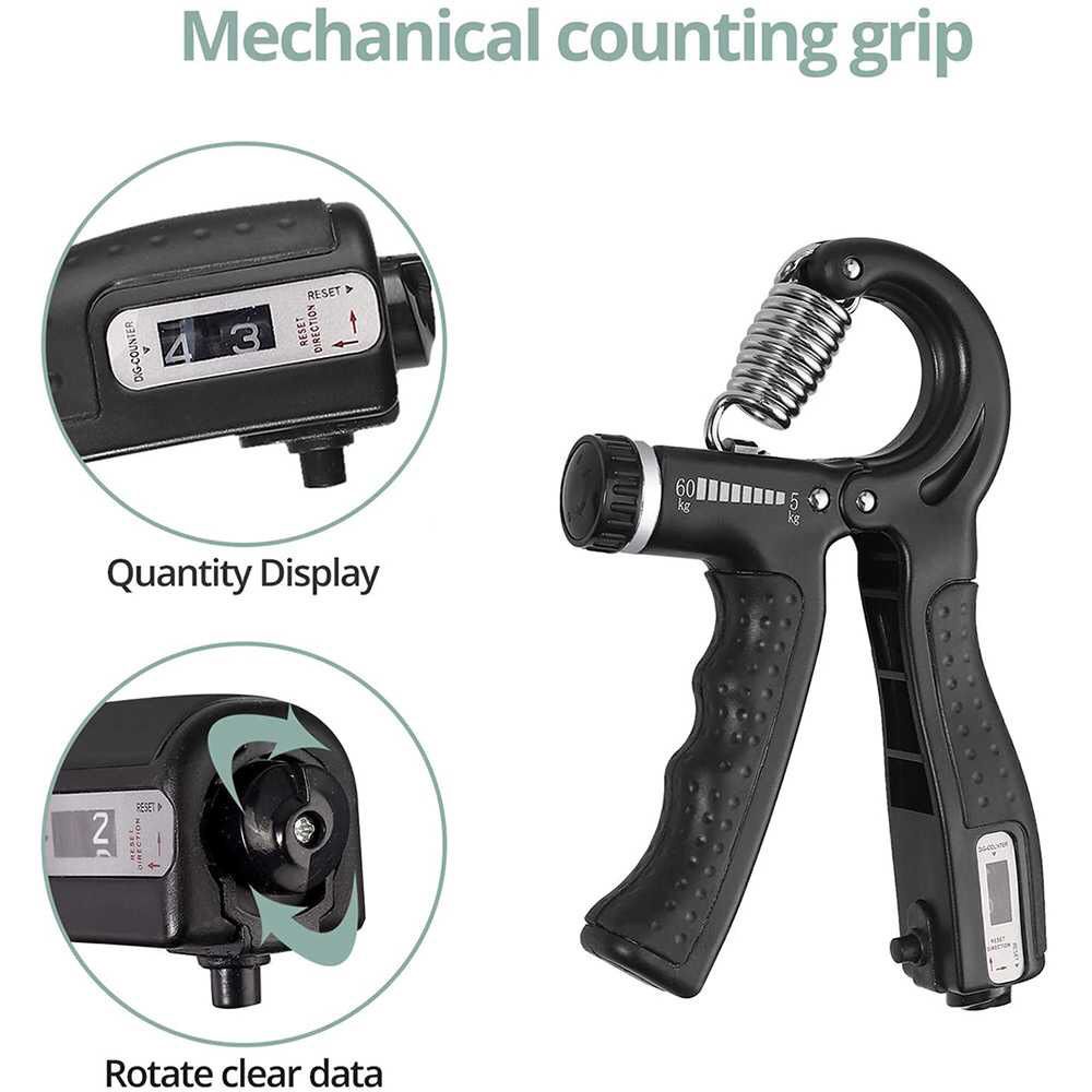 Set Hand Grip 5 in1 Finger Alat Latihan Otot Tangan Digital Strength Mechanical Counting 5in1