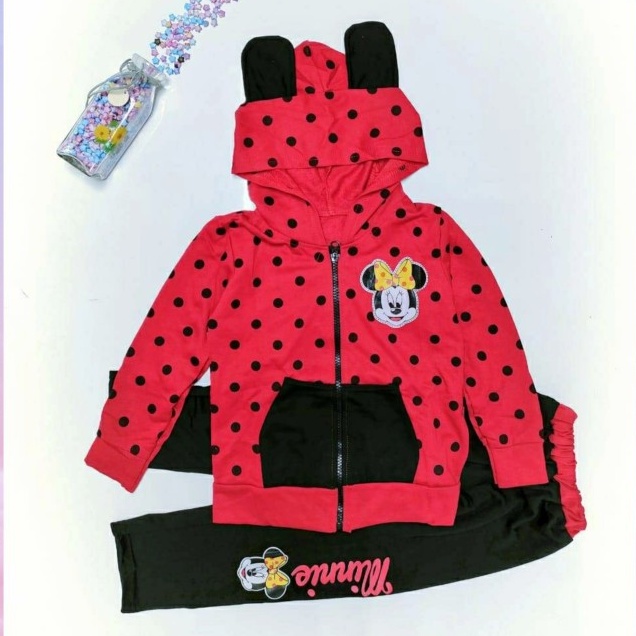 Jaket Anak Perempuan Anak Umur 3 4 5 Tahun Setelan Jaket Murah Set Jaket Polka Minnie Kids Berbahan 