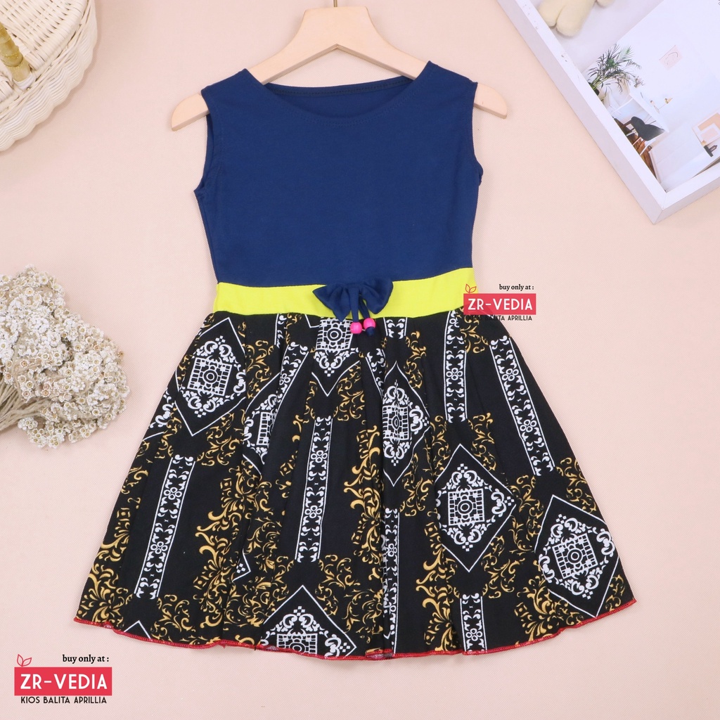 Dress Angel List uk 3-4 Tahun / Dres Anak Perempuan Cewek Baju Motif Murah Casual Pesta Yukensi Adem