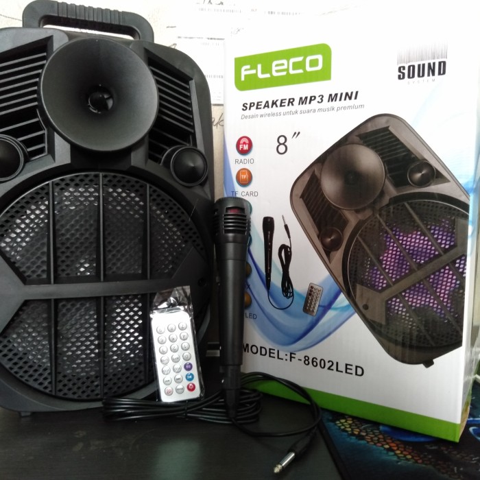 Speaker Bluetooth / SPEKER KAROKE FLECO F-8602/8601/ 8 inch FREE Microphone Dan Remote