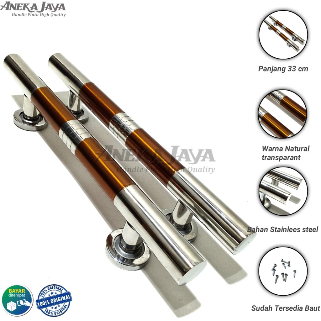 Satu set handle pintu rumah 33 cm murah minimalis tarikan pintu pull stainless gagang pintu kuning