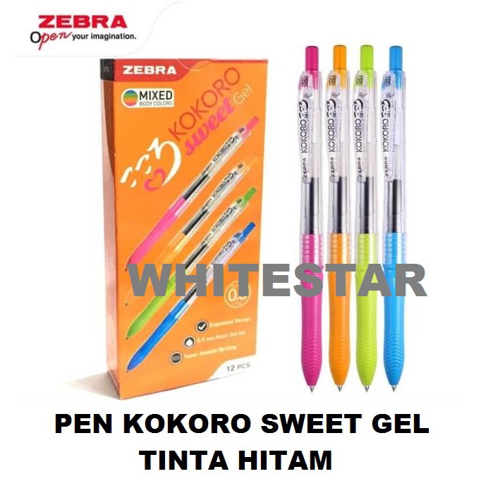 

pulpen / bolpoin / pen zebra kokoro sweet gel - tinta hitam
