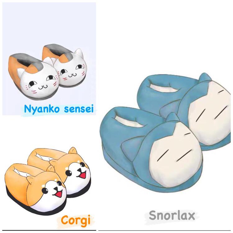 SANDAL RUMAH POKEMON SNORLAX NYANKO SENSEI KUCING ANJING CORGI DOG SEPATU KAMAR TIDUR IMPOR